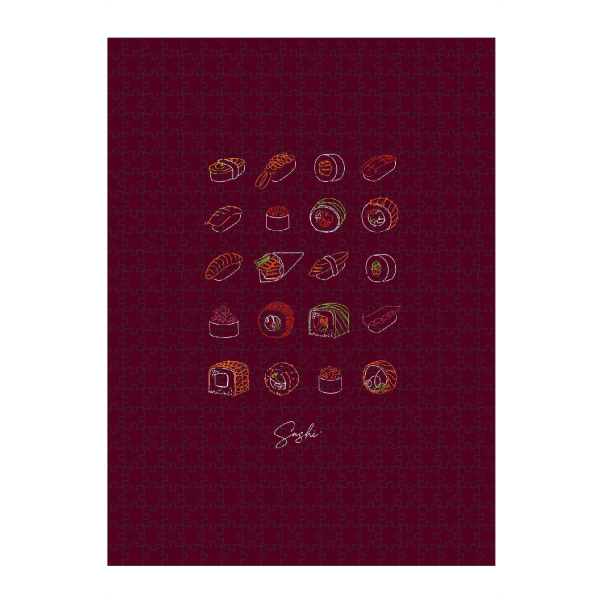 artboxONE Puzzle "Sushi type line style burgundy" artboxONE - Für Kinder,Essen & Trinken,Für Mama,Für Papa
