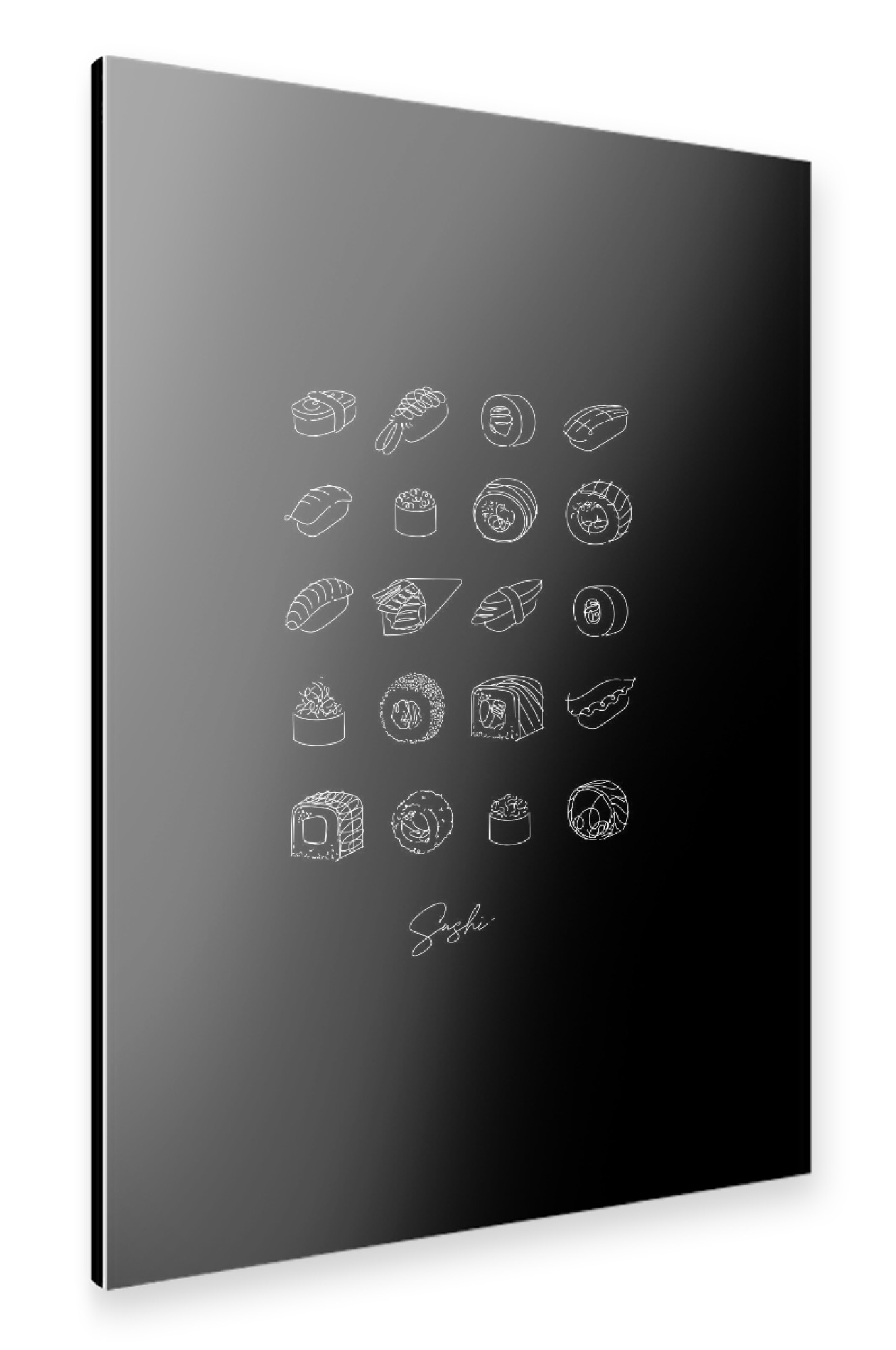 Alu-Dibond "Sushi type set line style black" 75x50 cm artboxONE