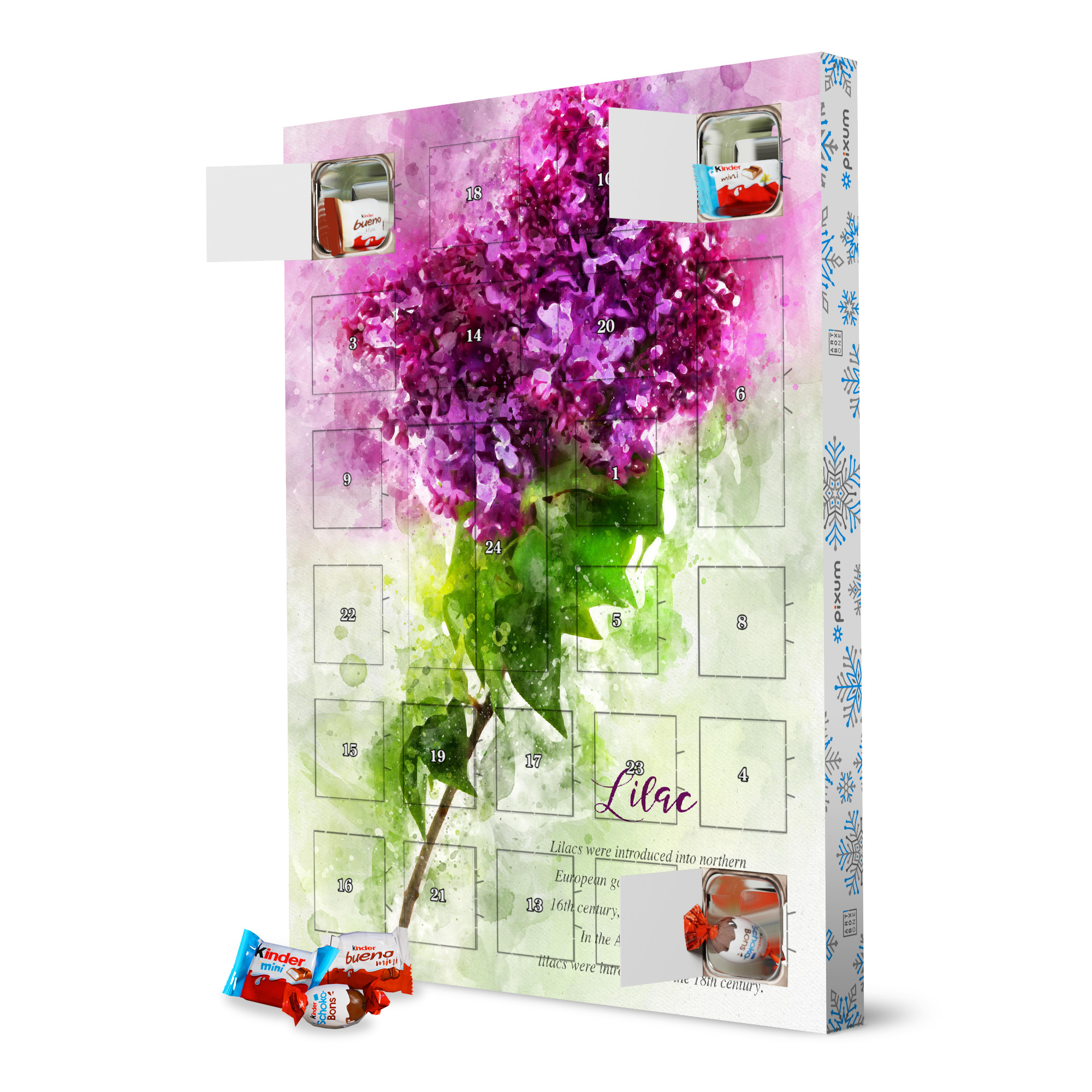 Adventskalender XXL mit Produkten von Kinder Pink Lilac artboxONE Adventskalender Natur