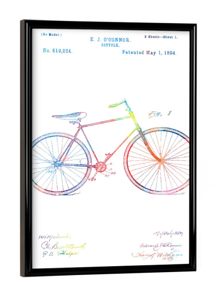 Poster mit schwarzem Rahmen "Classic vintage bike patent" artboxONE - Sport,Sport / Motivation