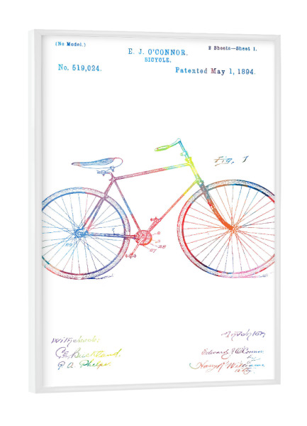 Poster mit weißem Rahmen "Classic vintage bike patent" artboxONE - Sport,Sport / Motivation