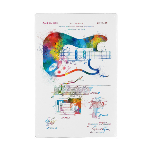 Metall Poster "Electric fender guitar patent" artboxONE - Musik