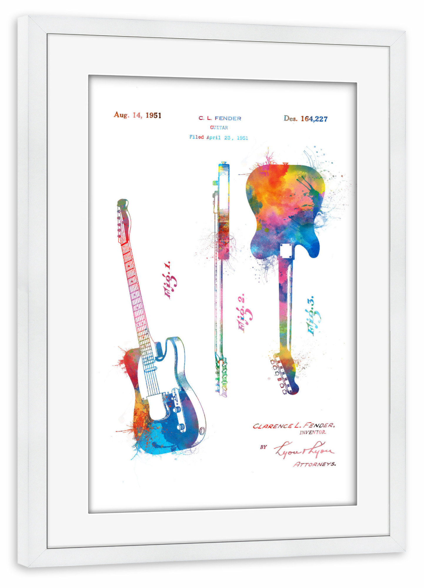 Poster mit Rahmen weiß "Electric guitar patent" artboxONE - Musik