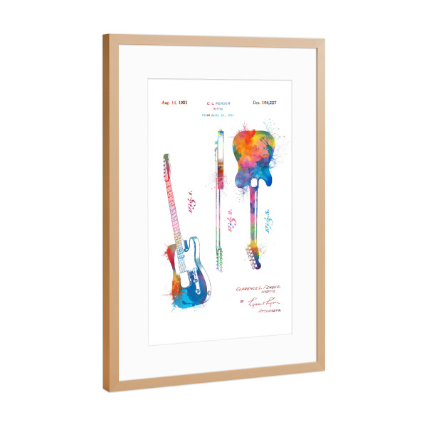 Poster mit Rahmen Kupfer "Electric guitar patent" artboxONE - Musik
