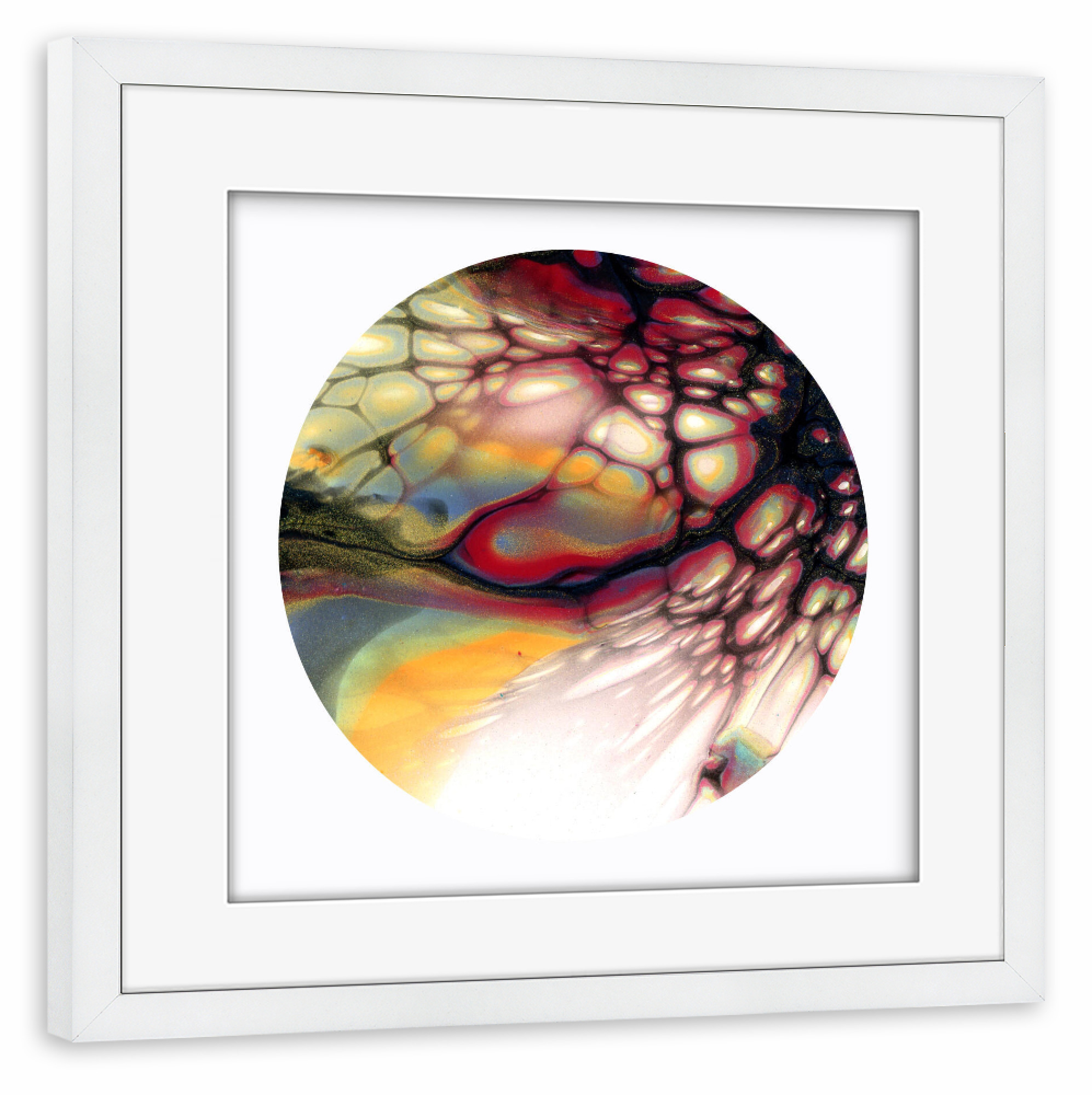 Poster mit Rahmen weiß "Cells on Wave" artboxONE - Abstrakt