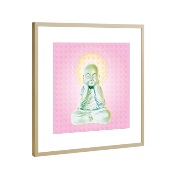 Poster mit Rahmen Gold "Buddha With A Gold Star" artboxONE - Menschen,Liebe - Liebe,Buddha,Buddhismus,Herz,Modern,Schlafzimmer,Wohnzimmer,Love,Relax
