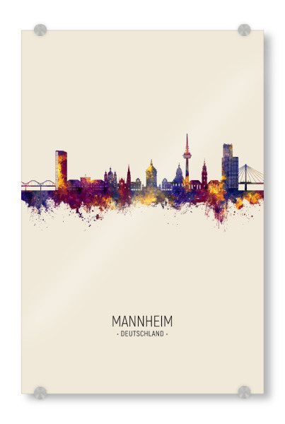 Acrylglasbild "Mannheim Germany Skyline Beige" artboxONE - Städte