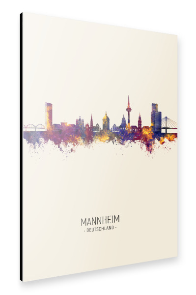 Alu-Dibond "Mannheim Germany Skyline Beige" 30x20 cm artboxONE