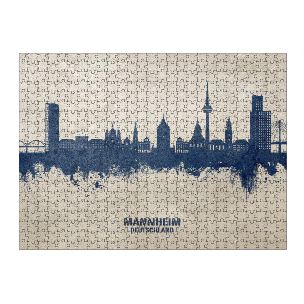 Puzzle Ravensburger "Mannheim Skyline PaintBlue" artboxONE - Städte