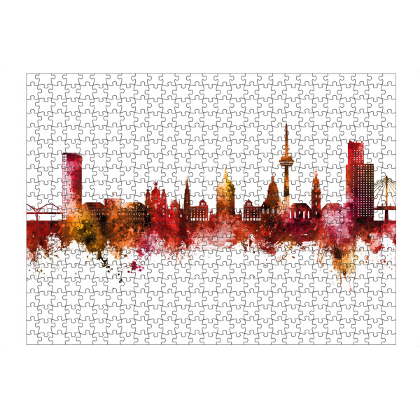 Puzzle Ravensburger "Mannheim Germany Skyline Red" artboxONE - Städte