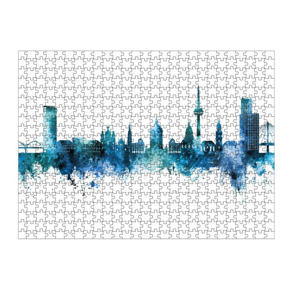 Puzzle Ravensburger "Mannheim Germany Skyline Blue" artboxONE - Städte