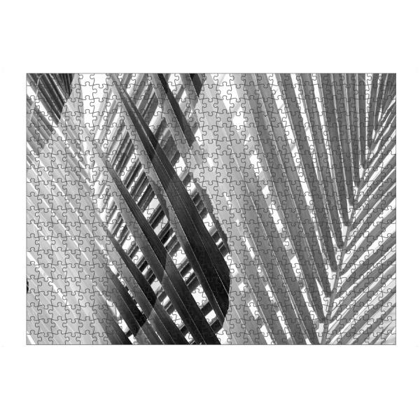 Puzzle Ravensburger "Tropical Leaves by Tas BW" artboxONE - Natur,Floral,Schwarzweiß