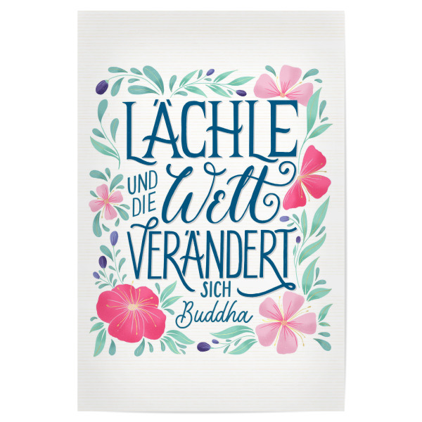 Poster 30x20 cm "Lächeln als Motto. Buddha Zitat" artboxONE - Typografie,Natur,Floral
