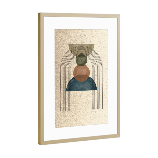 Poster mit Rahmen Gold "Shapes on Texture" artboxONE - Abstrakt,Geometrie