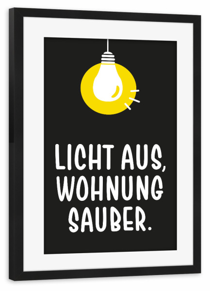 Poster mit Rahmen schwarz "Licht & Chaos I Gelb & Schwarz" artboxONE - Typografie,Comic,Für Mama,Für Papa,Lustig
