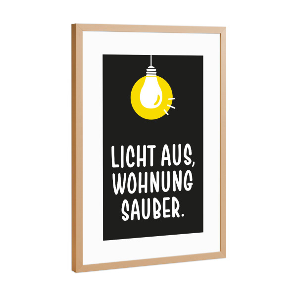 Poster mit Rahmen Kupfer "Licht & Chaos I Gelb & Schwarz" artboxONE - Typografie,Comic,Für Mama,Für Papa,Lustig