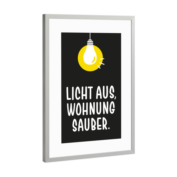 Poster mit Rahmen Silber "Licht & Chaos I Gelb & Schwarz" artboxONE - Typografie,Comic,Für Mama,Für Papa,Lustig