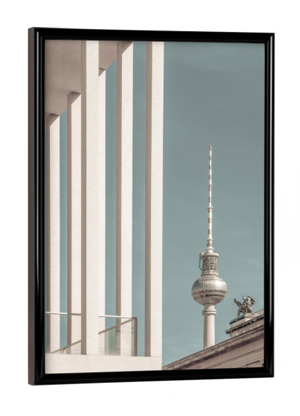 Poster mit schwarzem Rahmen "Fernsehturm | urbaner Vintage-Stil" artboxONE - Städte / Berlin,Architektur