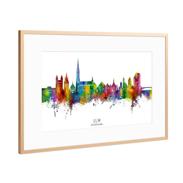 Poster mit Rahmen Kupfer "Ulm Germany Skyline txt" artboxONE - Städte