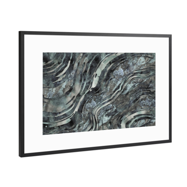 Poster mit Rahmen Schwarz (Metallic) "Teal Gemstone Marble Mix" artboxONE - Abstrakt,Marmor