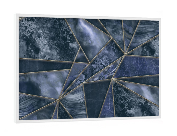 Poster mit weißem Rahmen "Blue Stained Glass Style Marble" artboxONE - Abstrakt,Marmor