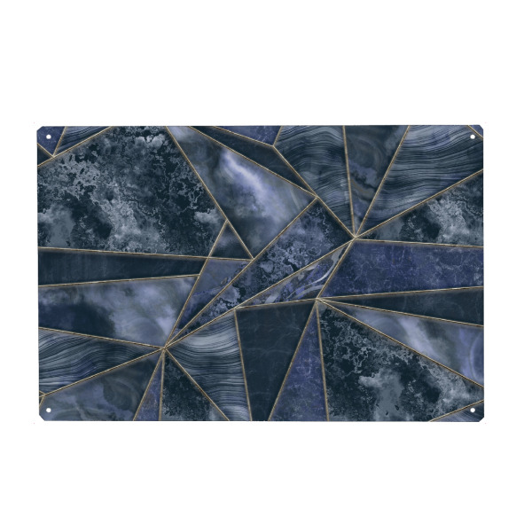 Metall Poster "Blue Stained Glass Style Marble" artboxONE - Abstrakt,Marmor