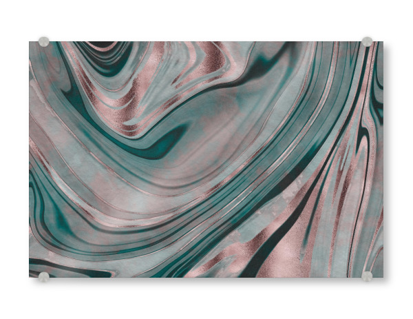 Acrylglasbild "Luxury Rose Gold And Teal Marble" artboxONE - Marmor
