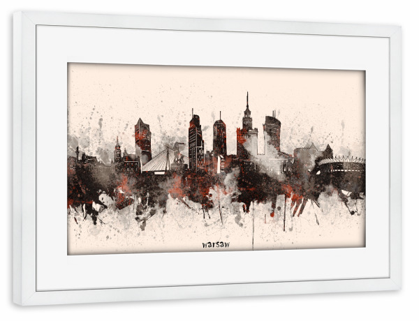 Poster mit Rahmen weiß "Warsaw skyline artistic beige" artboxONE - Städte,Reise,Architektur