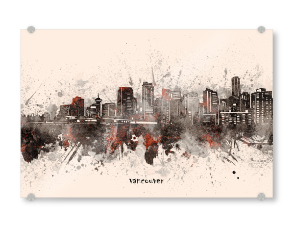 Acrylglasbild "Vancouver skyline artistic beige" artboxONE - Städte,Reise,Architektur
