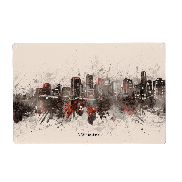 Holzbild "Vancouver skyline artistic beige" artboxONE - Städte,Reise,Architektur