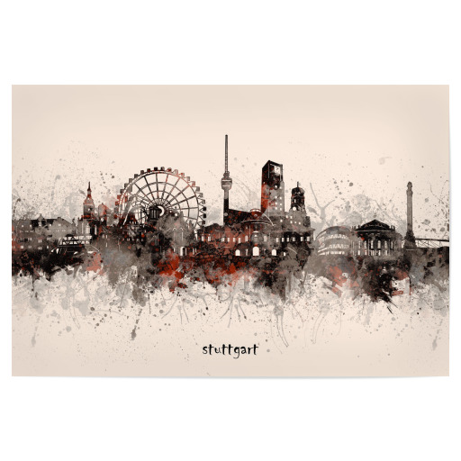 Stuttgart skyline artistic beige
