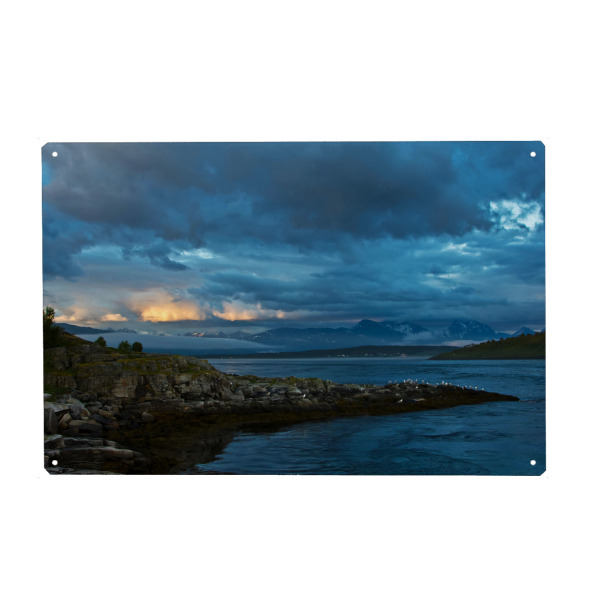 Metall Poster "Landzunge am Fjord" artboxONE - Natur,Reise,Reise / Strand und Meer,Reise / Länder