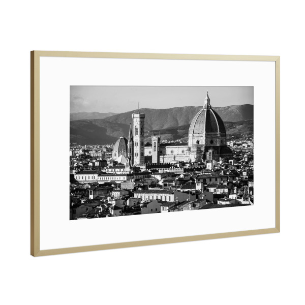 Poster mit Rahmen Gold "Florence in B&W c" artboxONE - Städte,Reise,Architektur