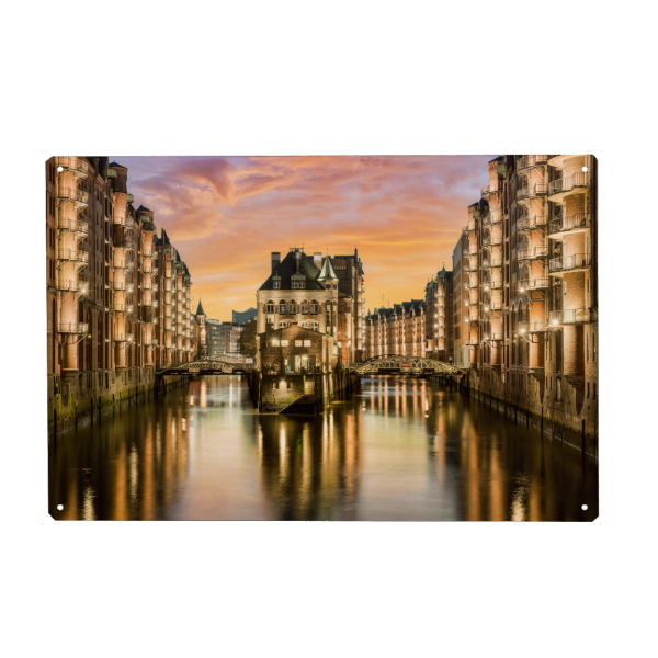 Metall Poster "Wasserschloss in Hamburg" artboxONE - Städte / Hamburg,Reise,Architektur