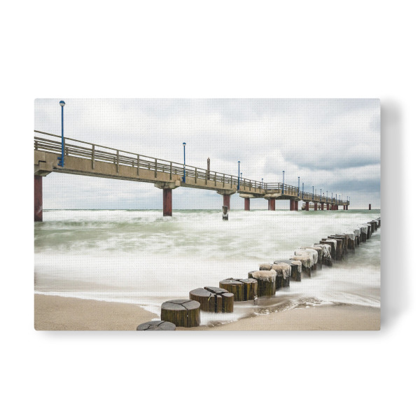 Leinwandbild "Zingst Seebrücke und Buhne" artboxONE - Natur,Reise,Architektur,Reise / Strand und Meer