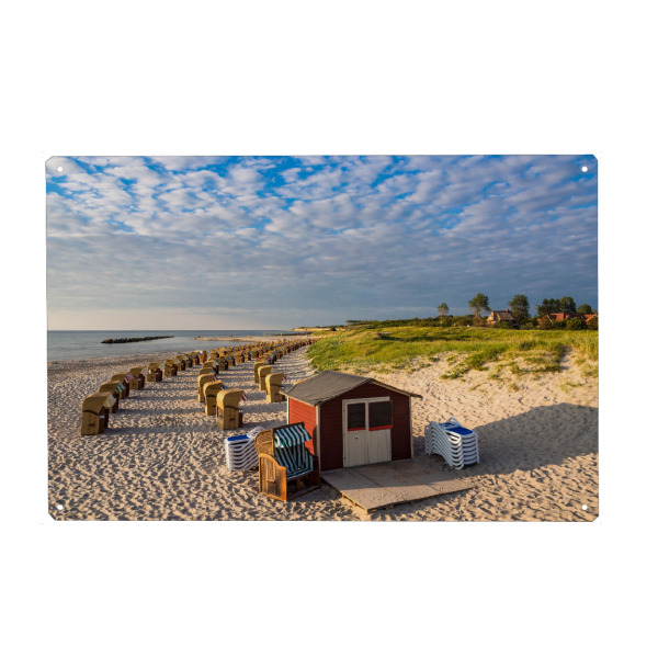 Holzbild "Strandkörbe in Wustrow" artboxONE - Natur,Reise,Reise / Strand und Meer