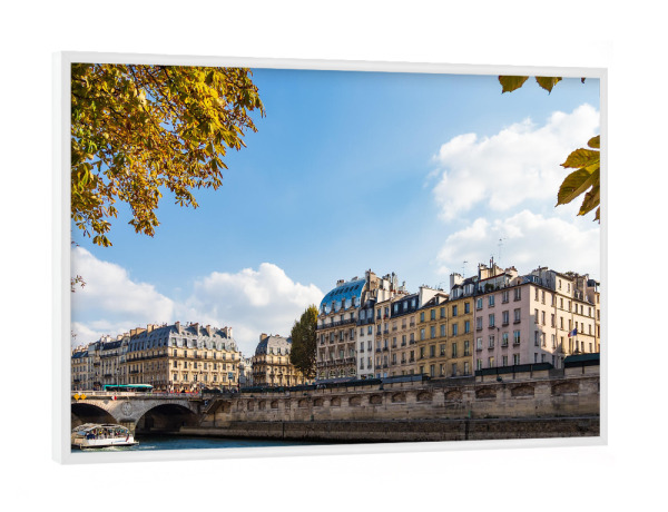 Poster mit weißem Rahmen "Gebäude an der Seine in Paris" artboxONE - Reise,Architektur,Städte / Paris