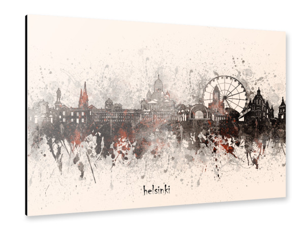 Alu-Dibond "Helsinki skyline artistic beige" 30x20 cm artboxONE
