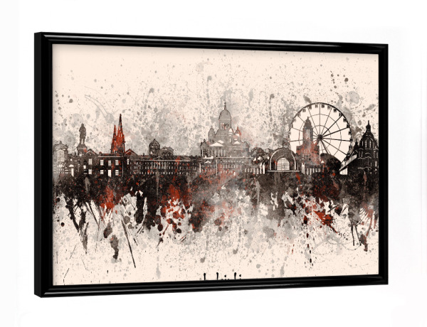 Poster mit schwarzem Rahmen "Helsinki skyline artistic beige" artboxONE - Städte,Reise,Architektur