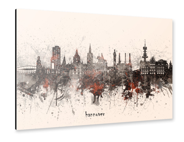Alu-Dibond "Hannover skyline artistic beige" 30x20 cm artboxONE