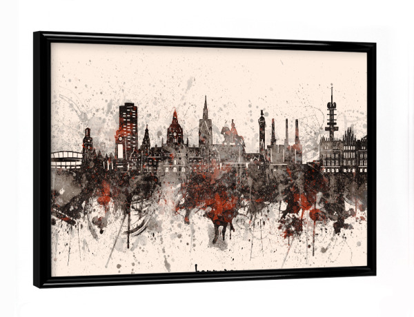 Poster mit schwarzem Rahmen "Hannover skyline artistic beige" artboxONE - Städte,Reise,Architektur