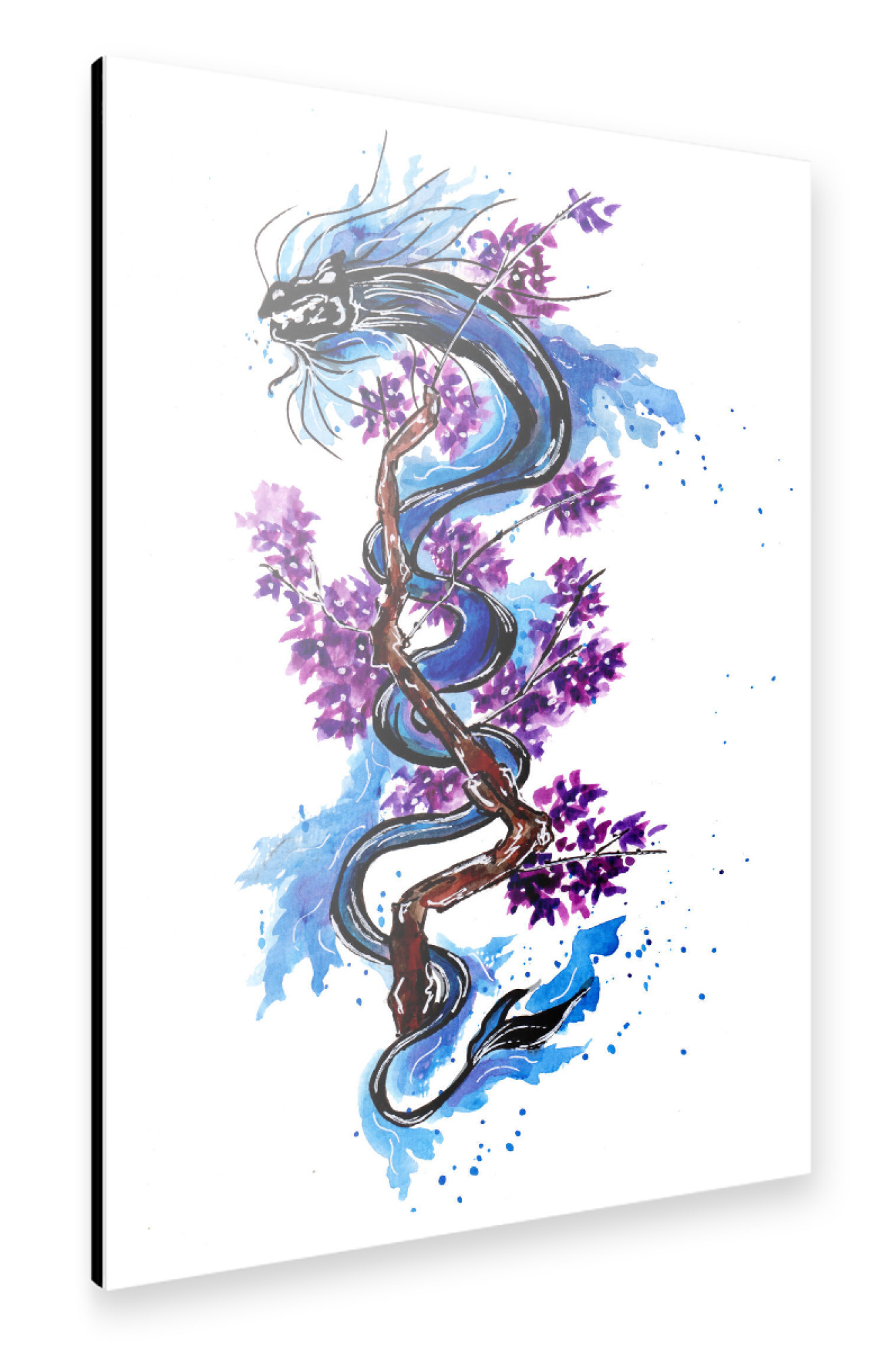 Alu-Dibond "Blue Dragon Purple Blossoms" 30x20 cm artboxONE