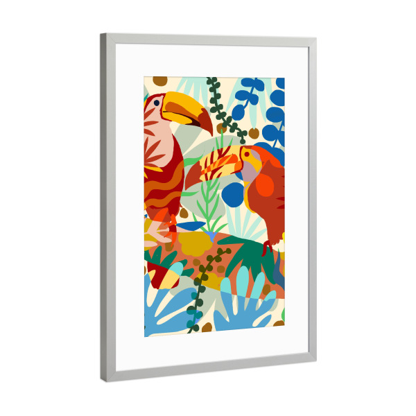 Poster mit Rahmen Silber "Toucan' of My Love" artboxONE - Natur,Floral,Tiere