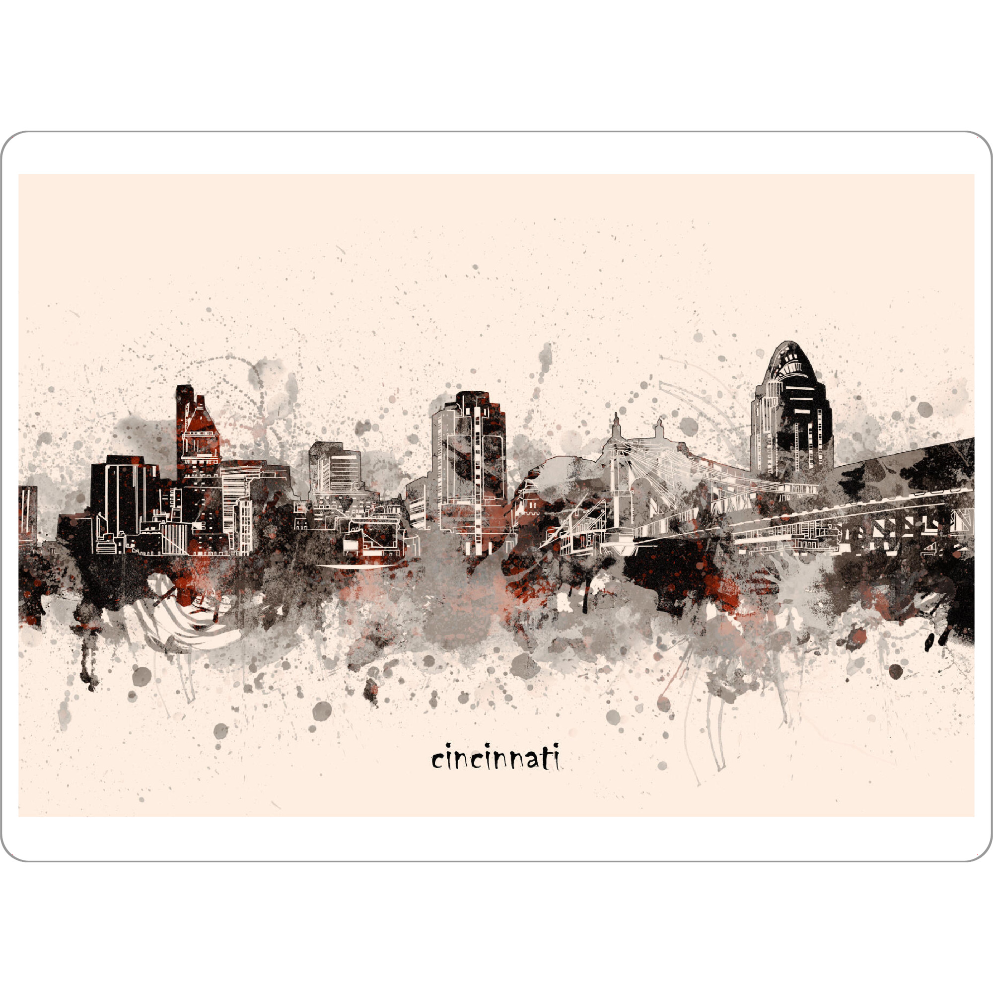 Tischset "Cincinnati skyline artistic beige" artboxONE - Städte,Reise,Architektur