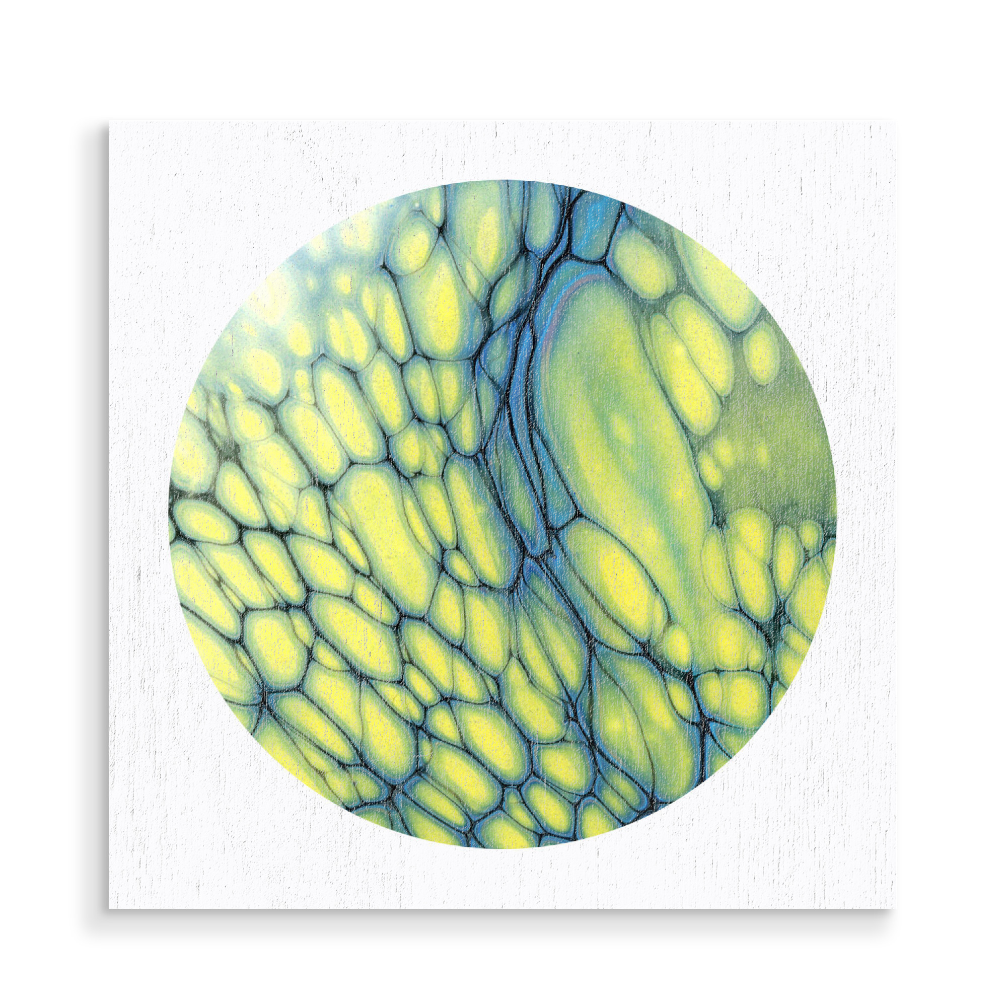 Holzbild "Yellow n Blue Cells Art" artboxONE - Abstrakt