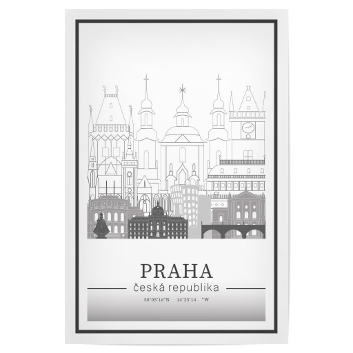 Prague skyline line art