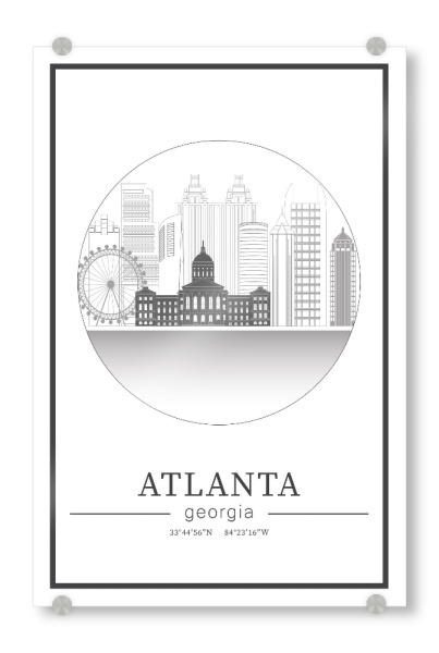 Acrylglasbild "Atlanta skyline line art circle" artboxONE - Städte,Reise,Architektur,Kartografie