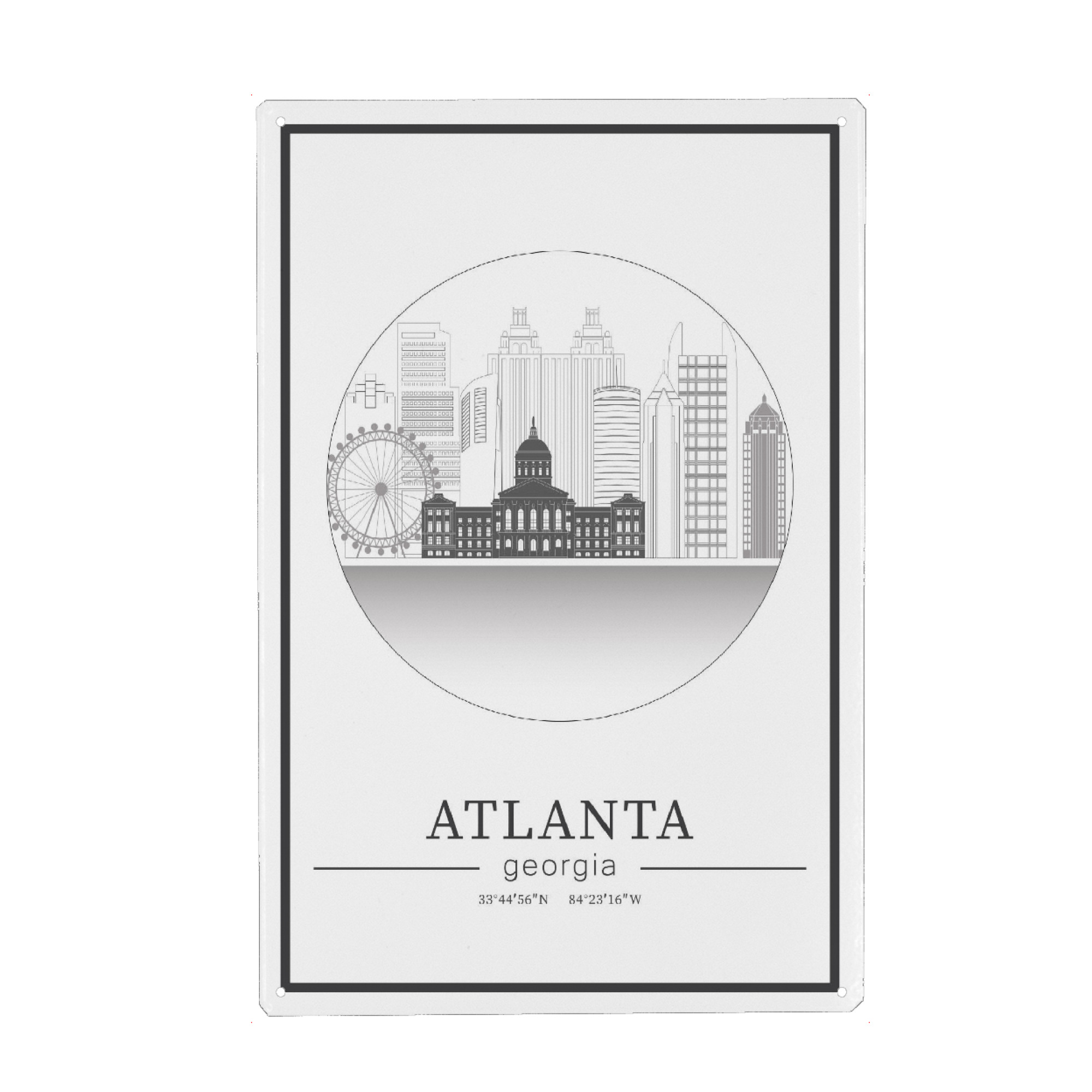 Metall Poster "Atlanta skyline line art circle" artboxONE - Städte,Reise,Architektur,Kartografie