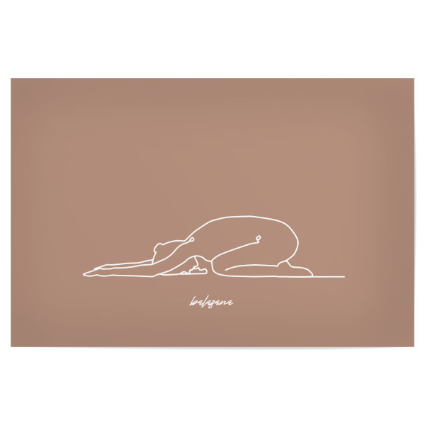 Poster 30x20 cm "Yoga Balasana beige one line" artboxONE - Sport