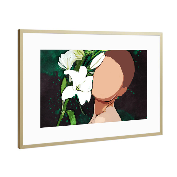 Poster mit Rahmen Gold "Women life Flower Lover" artboxONE - Floral,Liebe